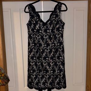 Ann Taylor Black Lace Overlay Mini Dress